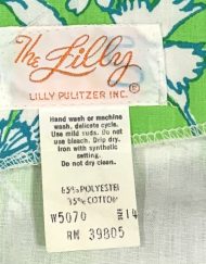 Vintage Lilly Pulitzer green & blue floral maxi dress, detail