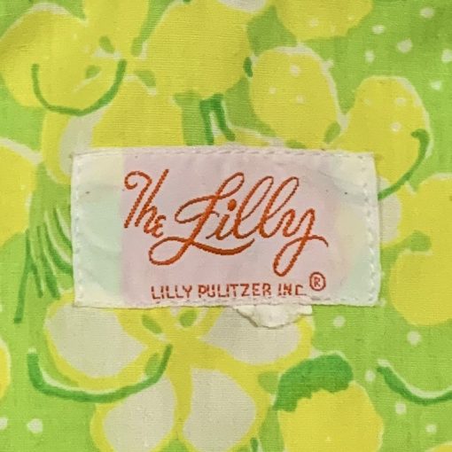 Vintage Lilly Pulitzer green & yellow floral dress, detail