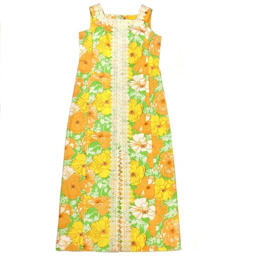 Vintage Lilly Pulitzer orange, yellow, green floral maxi dress