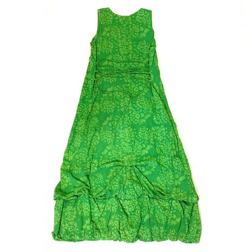 Vintage Anohki Collection green batik maxi dress, detail