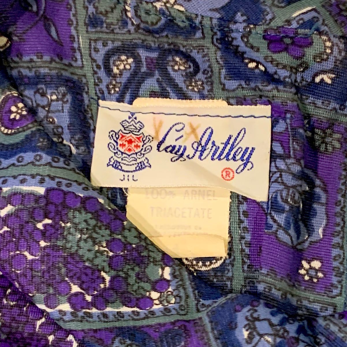 Vintage Cay Artley purple/blue/olive print dress – NVISION | Cincinnati