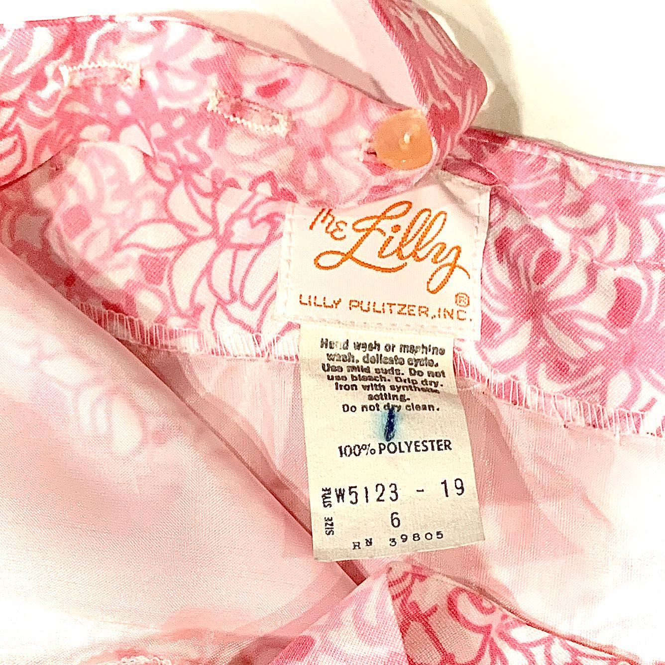 Vintage Lilly Pulitzer pink & white floral maxi dress