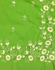 Vintage Tesoro’s green dress with floral embroidery, detail
