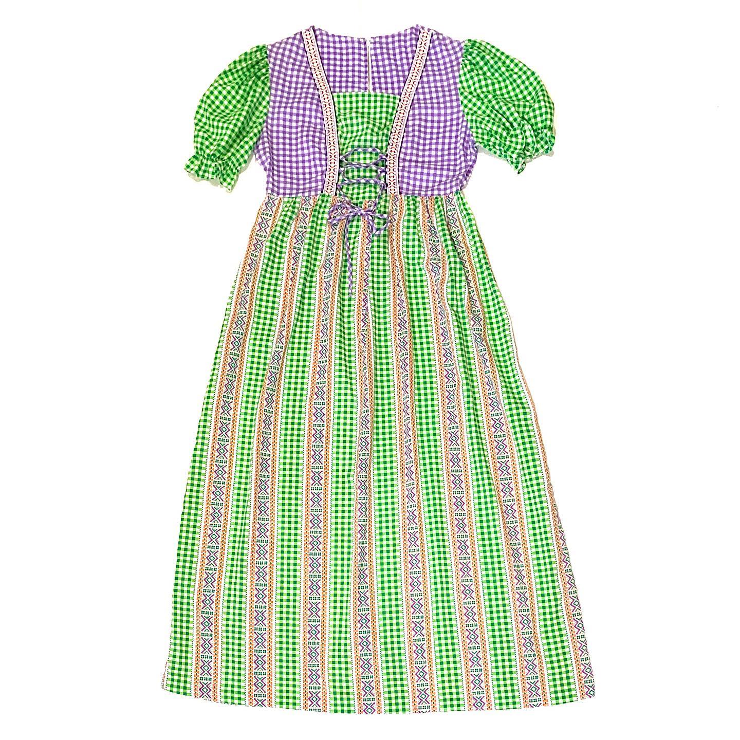green and white gingham dress