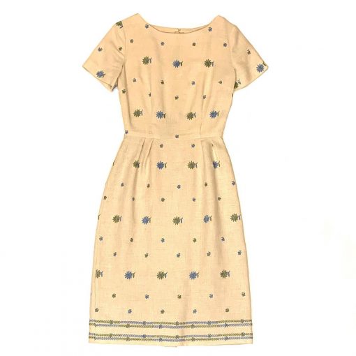 Vintage handmade embroidered linen dress