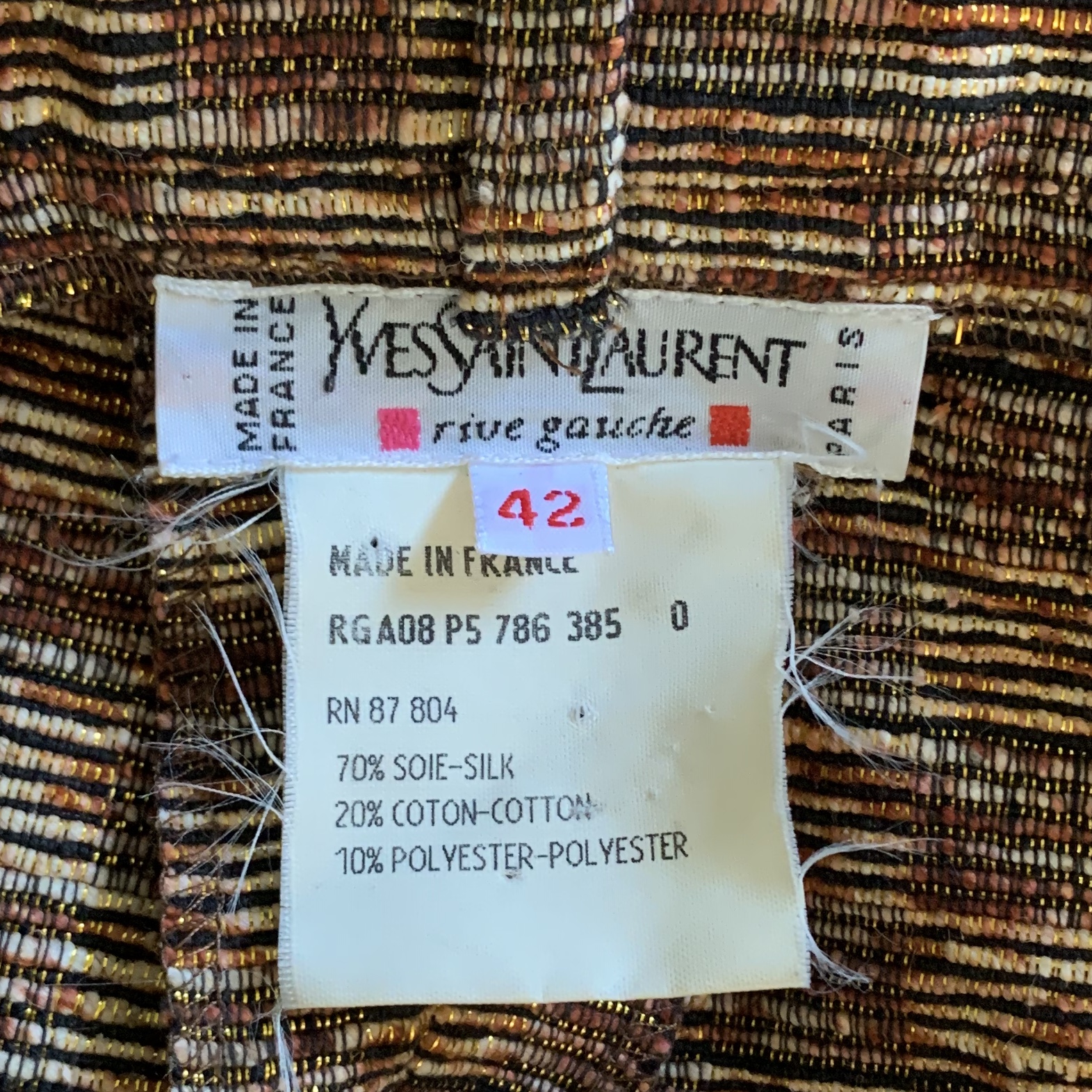 Vintage Yves Saint Laurent Rive Gauche pants, checked metallic thread  pattern