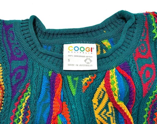 Vintage Coogi brand pullover sweater, teal trim - Image 2